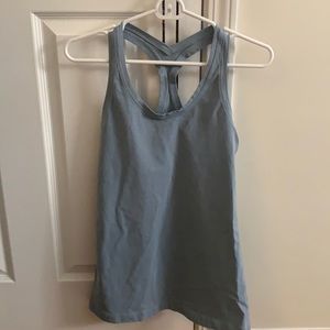 Light blue Racer back lulu tank top.